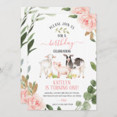 Agritourisme Invitation d'anniversaire avec fleurs (Devant / Derrière)