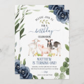 Agritourisme Invitation d'anniversaire avec fleurs (Devant / Derrière)