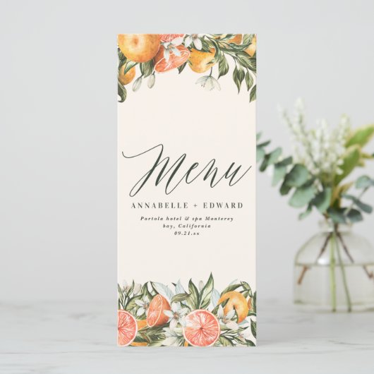 Agrumes orange botanique moderne menu rustique (Debout devant)