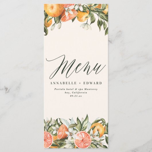 Agrumes orange botanique moderne menu rustique (Devant)