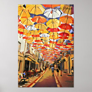 Agueda Umbrella Sky Portugal Poster