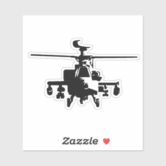AH-64 Apache Fontale Uitzicht ticker Sticker (Vel)