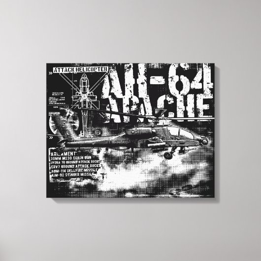 AH-64 Apache gestreken doek Canvas Afdruk (Voorkant)