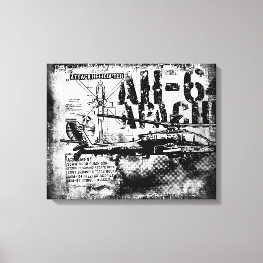 AH-64 Apache gestreken doek Canvas Afdruk (Voorkant)