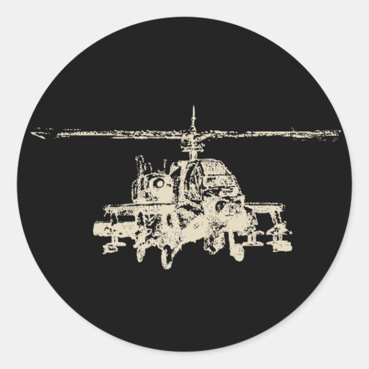 AH-64 Apache Ronde Sticker (Voorkant)