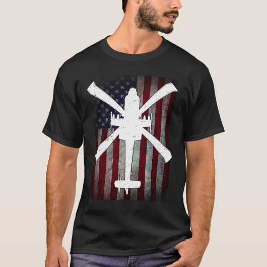 AH 64 Apache Vliegtuig Kleur  Vlag T-shirt (Voorkant)