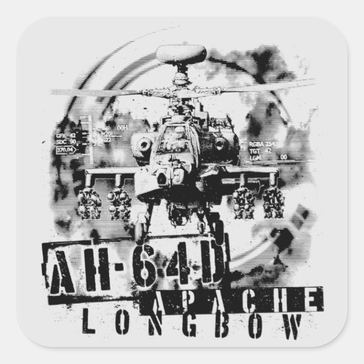 AH-64D Apache Longbow Vierkante Sticker (Voorkant)