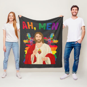 Ah Mannen Funny LGBT Gay Pride Jesus Christelijk Fleece Deken