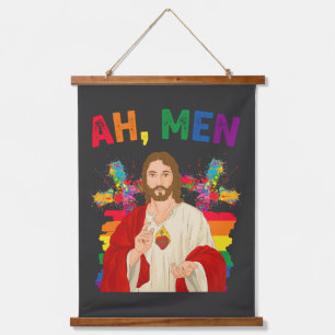 Ah Mannen Funny LGBT Gay Pride Jesus Christelijk Hangend Wandkleed