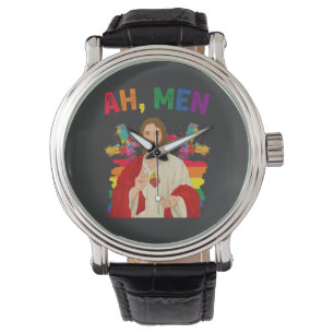 Ah Mannen Funny LGBT Gay Pride Jesus Christelijk Horloge