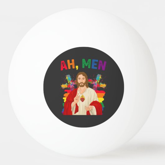 Ah Mannen Funny LGBT Gay Pride Jesus Christelijk Pingpongballen (Voorkant)