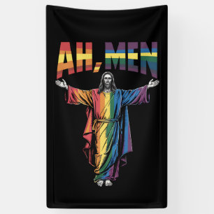 Ah Mannen Funny LGBT Gay Pride Jesus Christelijk Spandoek