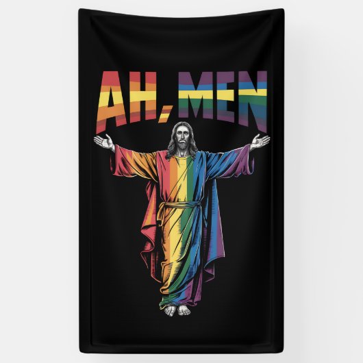 Ah Mannen Funny LGBT Gay Pride Jesus Christelijk Spandoek (Verticaal)