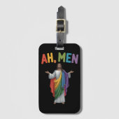 Ah Mannen Funny LGBT Gay Pride Jesus Rainbow Flag Bagagelabel (Voorkant (verticaal))