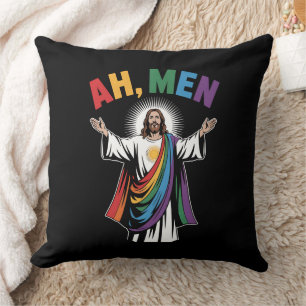 Ah Mannen Grappig Jezus LGBTQ Gay Pride Regenboog Kussen