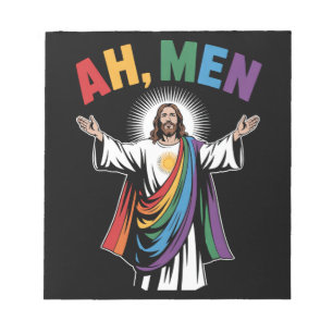 Ah Mannen Grappig Jezus LGBTQ Gay Pride Regenboog Notitieblok