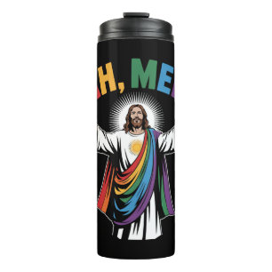 Ah Mannen Grappig Jezus LGBTQ Gay Pride Regenboog Thermosbeker