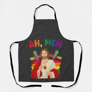 Ah mannen grappig LGBT Gay Pride Jezus christen Schort