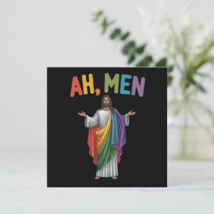 Ah Mannen Grappige LGBT Gay Pride Jezus Regenboog  Kaart
