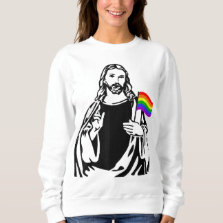 Ah Mannen LGBT Gay Lesbian Pride Jesus Rainbow Fla Trui