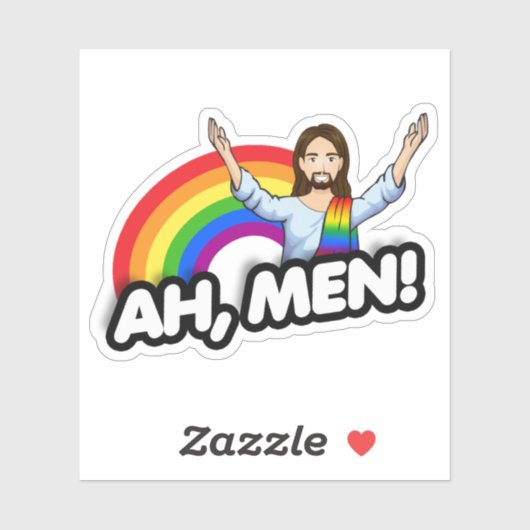 Ah Mannen - Regenboog Jezus Sticker (Vel)