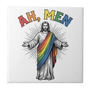 Ah Mannen Regenboog Religieus Vintage Tegeltje