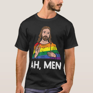 Ah Men Regenboog Homoseksueel Jezus Christen LGBT T-shirt