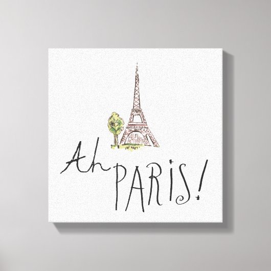Ah Parijs! Citaat | Met Effiel Tower Canvas Afdruk (Voorkant)