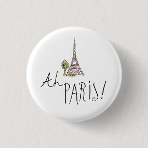 Ah Parijs! Citaat Met Effiel Tower Ronde Button 3,2 Cm