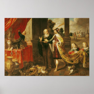 Ahasuerus toont zijn schatten aan Mordecai Poster