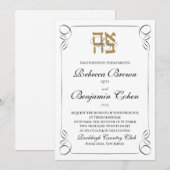 Ahava Love eenvoudige border Jewish Wedding Invita Kaart (Voorkant / Achterkant)