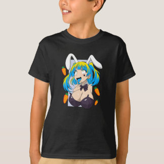 Ahegao-shirt met gezichtskonijn, konijnenkopieuwde t-shirt