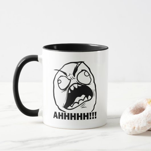 Ahhh! Rage Face Meme Coffee Mok (Met donut)