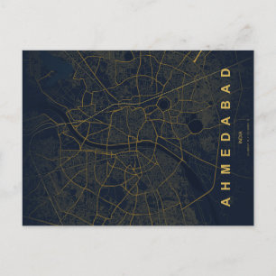 Ahmedabad India Stadskaart Minimaal Design Briefkaart
