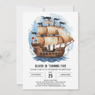 Ahoi Betoverde Golven Piraten Verjaardag Kaart