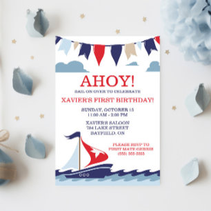 AHOJ!  Zeilende Verjaardagsfeest  Kaart