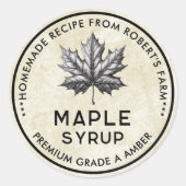  ahornsiroop inbliklabel met blad ronde sticker (Voorkant)