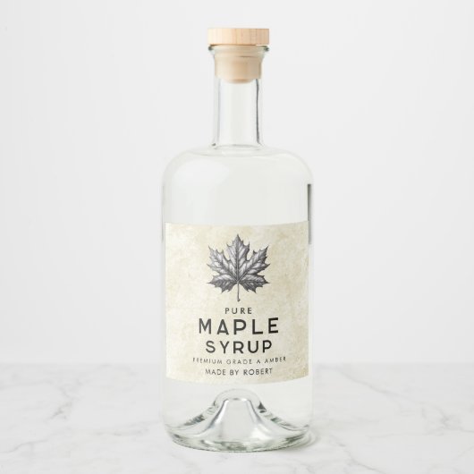  ahornsiroop label met blad likeurfles etiket (Voorkant)