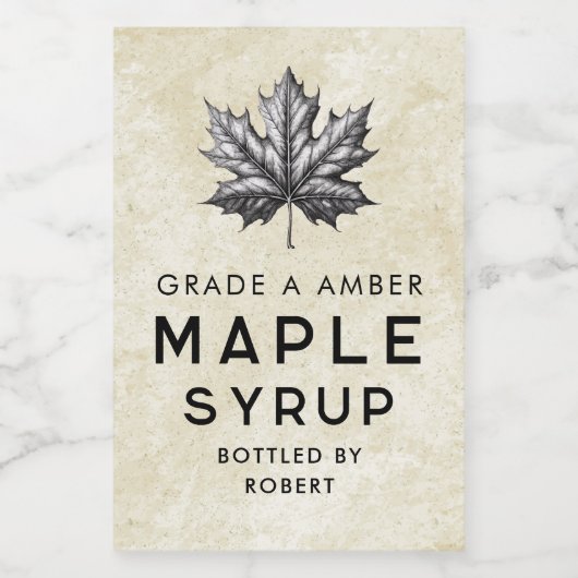ahornsiroop label met blad wijn etiket (Enkel label)