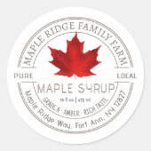 Ahornstroop met Red Leaf Pure Local Label (Voorkant)