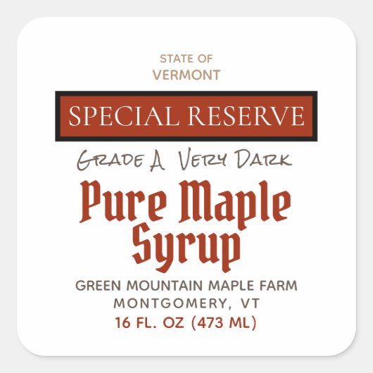 ahornstroop rood speciaal reservaat VAN STAAT Vierkante Sticker (Voorkant)