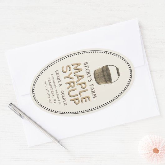 Ahornstroop Sap Bucket Border Ovaal Label (Envelop)