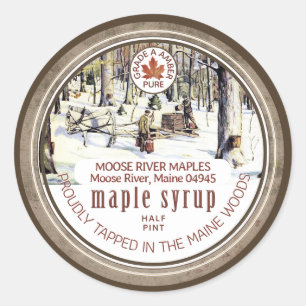 Ahornstroop Tapped Trees Maple Leaf Grunge Border Ronde Sticker