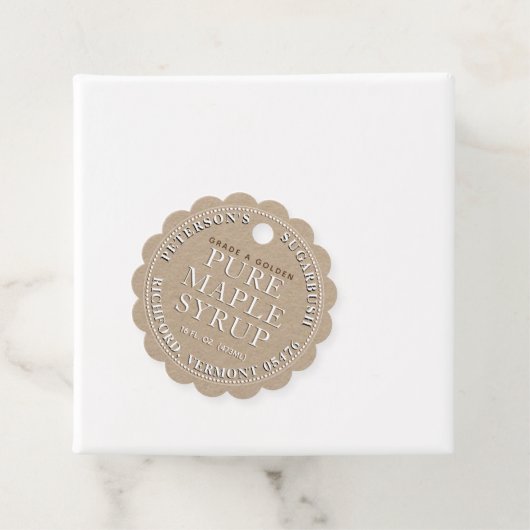 Ahornstroopetiket Label (Kraft White Scalloped) (In situ)