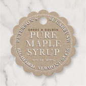 Ahornstroopetiket Label (Kraft White Scalloped) (Voorkant)