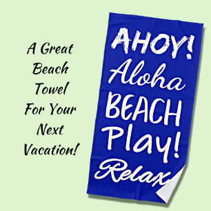 Ahoy Aloha Play Relax Blue & White Strandlaken