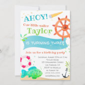 Ahoy ! Aquarelle Nautique Invitation d'anniversair (Devant)