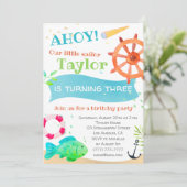 Ahoy ! Aquarelle Nautique Invitation d'anniversair (Debout devant)