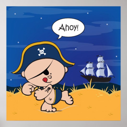 Ahoy Baby. Pirate Poster afdrukken (Voorkant)