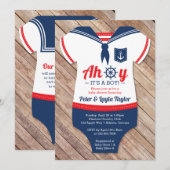 Ahoy Baby shower Invitation, Sailor, Nautical Kaart (Voorkant / Achterkant)